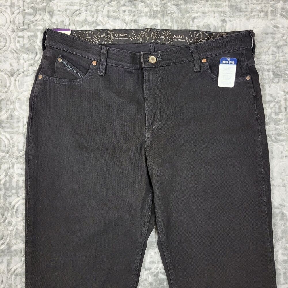 Wrangler Jeans Womens 17/18x34 Black Q Baby Stretch Bootcut Slimming Pockets New - Picture 2 of 16